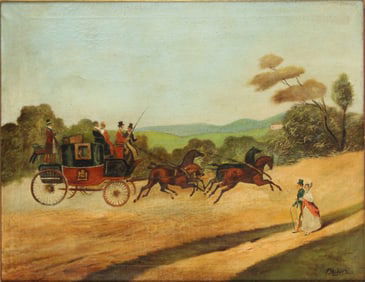 Coaching Scene, Oil on Canvas