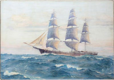 Charles Rosner, 1894-1975, Clipper Ship Westward Ho, Oil on Canvas
