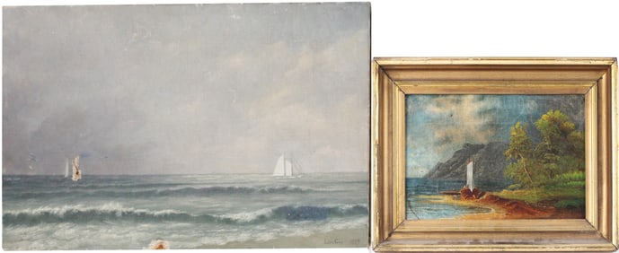 Lena Gay, Sailboats along Shoreline, Oil on Canvas