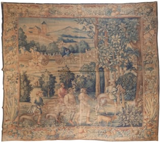 Painted Tapestry, Depicting a Medieval Scene