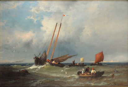 Franklin Dullin Briscoe, 1844-1903, Abandoning Ship, Oil on Artist's Board