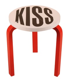 Barbara Kruger, American 1945, Untitled (Kiss), Stool 60, Enamel Wood