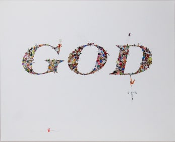Gonkar Gyatso, 1961-, God Series IV, Mixed Media Screenprint
