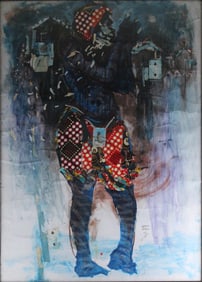 Mercy Moyo, Zimbabwe , Portrait of Standing Figure, Mixed Media Collage