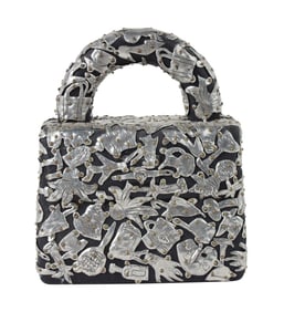 Claudia DeMonte, 1947, Female Fetish: Small Handbag, Pewter and Brass on Wood
