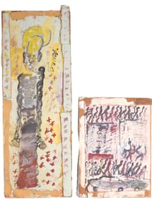 Purvis Young, American 1943-2010, Two Untitled Works, Mixed Medias