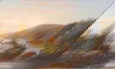 River Valley Landscape, Oil on Canvas