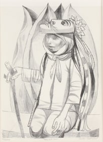 Anton Refregier, 1905-1979, Boy with Mask, Lithograph