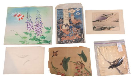 Six Unframed Asian Works of Art