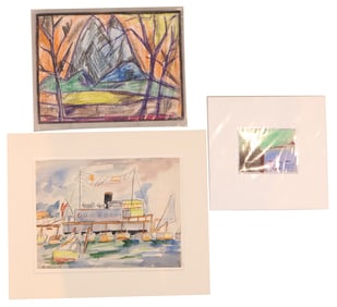 Scarlett, Three Unframed, Mixed Media Works