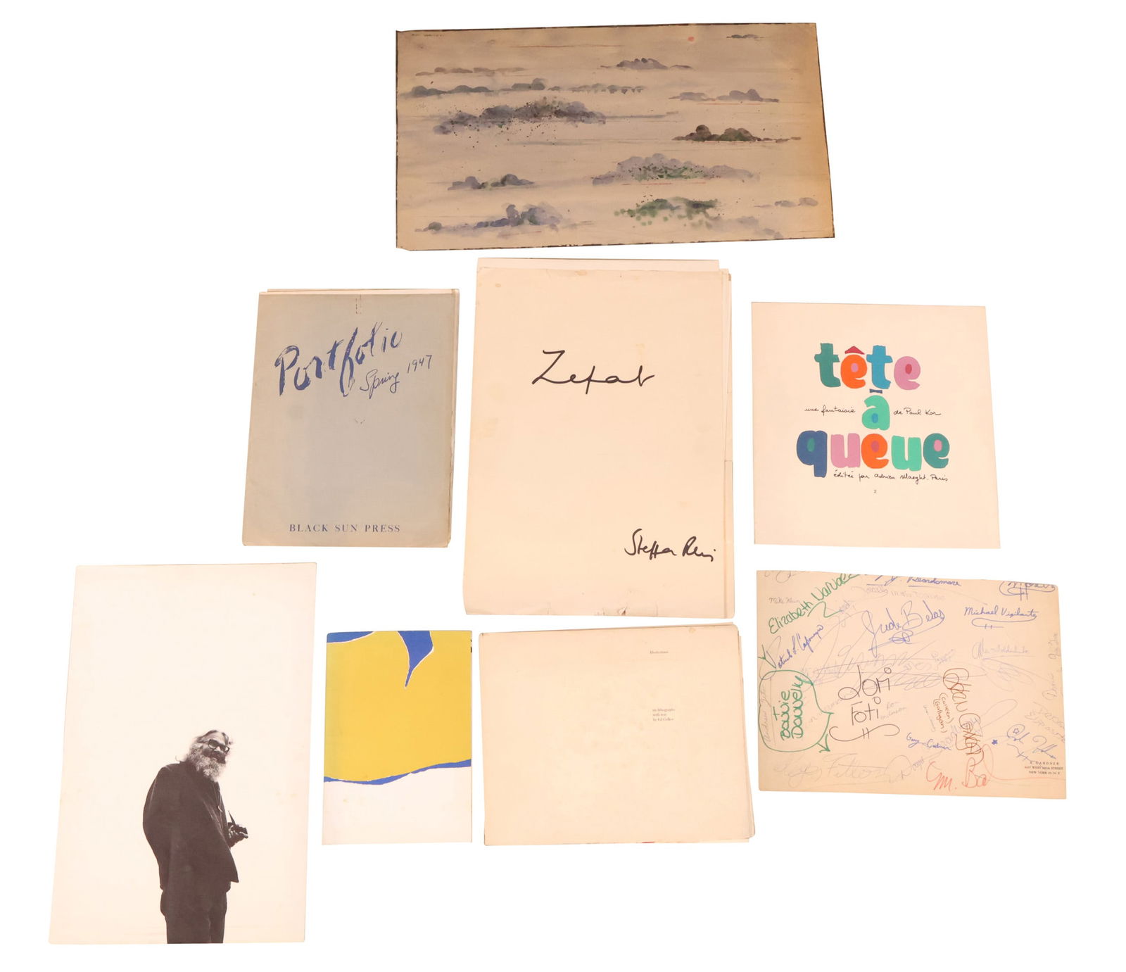 Group of Art Portfolios: Group of Art PortfoliosIncluding, Ed Colker, Adja Yunkers, Caresse Crosby, Steffa Reis, tete a Queue une fantaisie de Paul Kor, and William Everson.