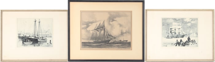 Gordon Hope Grant, 1875-1962, Three Maritime, Lithographs