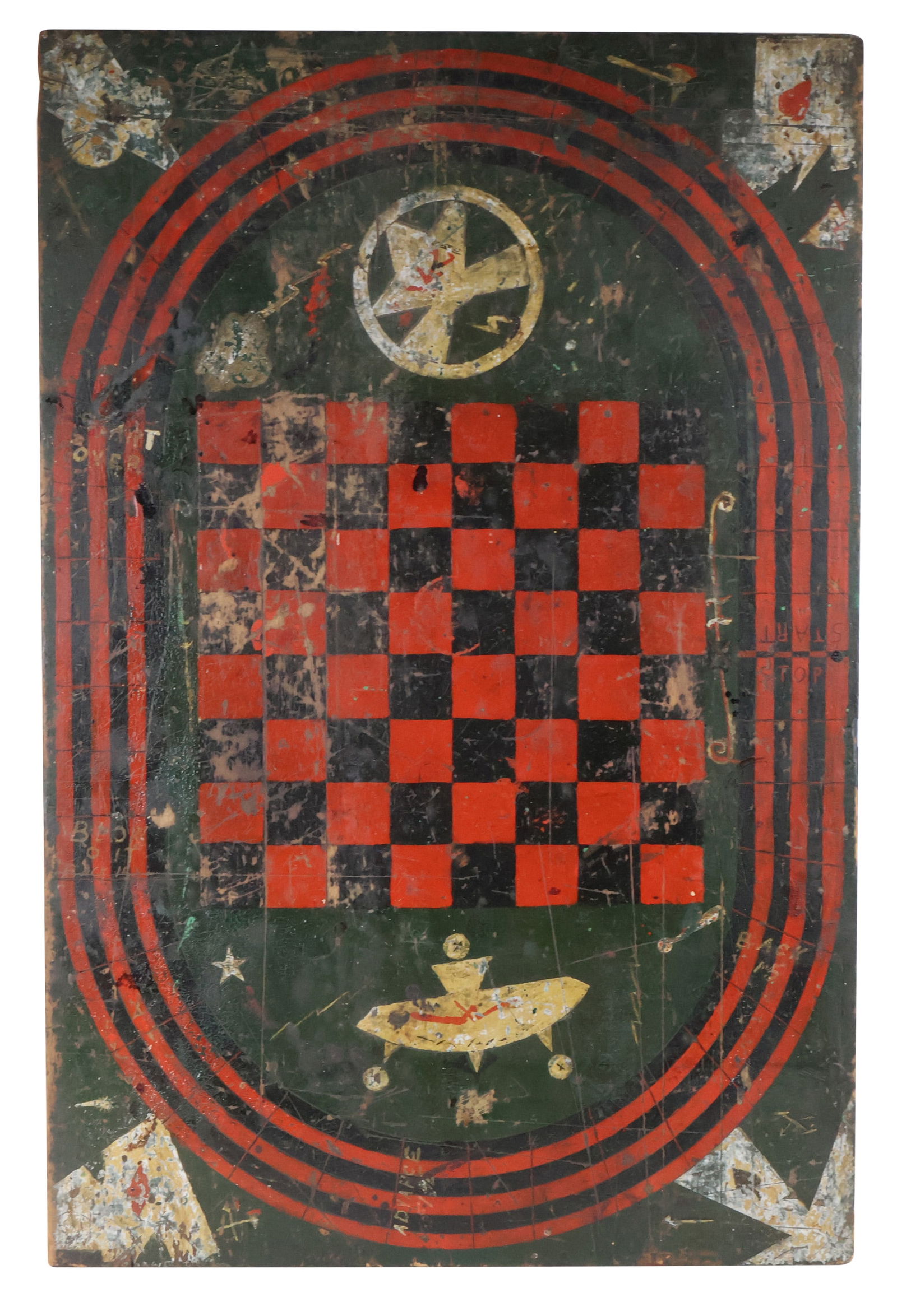 Painted Wood Gameboard with Spaceships