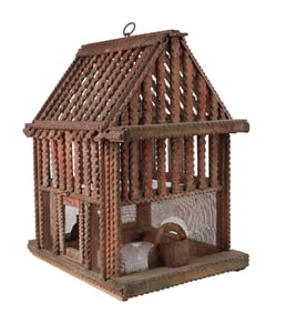 Tramp Art Painted Birdcage