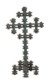 Tramp Art Blue-Painted Cross