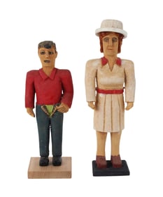Two Folk Art Carved and Painted Figures
