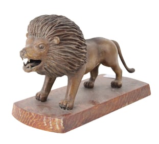 Folk Art Carved and Painted Lion