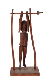 Folk Art Carved Wood Articulated Trapeze Artist