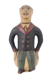 Painted Papier Mache Figural Bottle Flask