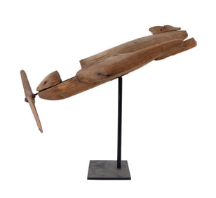 Folk Art Carved Pine Plane-Form Weathervane