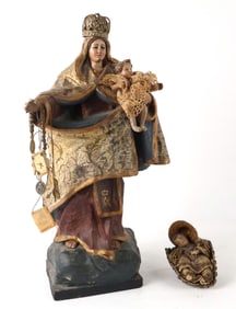 Mixed Media Figure of the Madonna and Child
