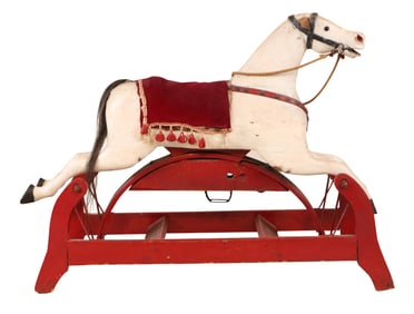 Vintage Painted Wood Rocking Horse