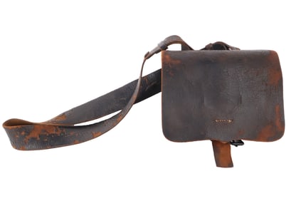 1860 Civil War Leather Cartridge Box & Strap
