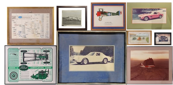 Nine Photos and Prints of Airplanes and Cars