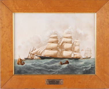 Wedgwood "Hurricane" Clipper Ship Porcelain Plaque: Wedgwood "Hurricane" Clipper Ship Porcelain PlaqueReproduced from the original painting by James E. Buttersworth with the permission of the Peabody Museum.Sight: 7 x 9 1/4 in. (17.8 x 23.5 c
