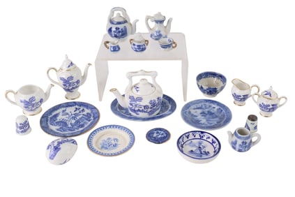 Group of Blue and White Porcelain Miniature Tea Sets