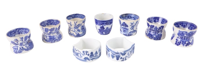 Six Blue and White Porcelain Egg Cups
