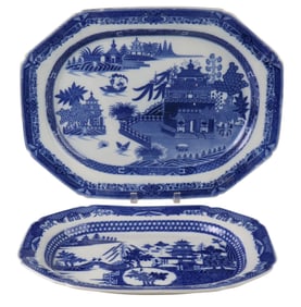 Two English Pearlware Transferware Platters