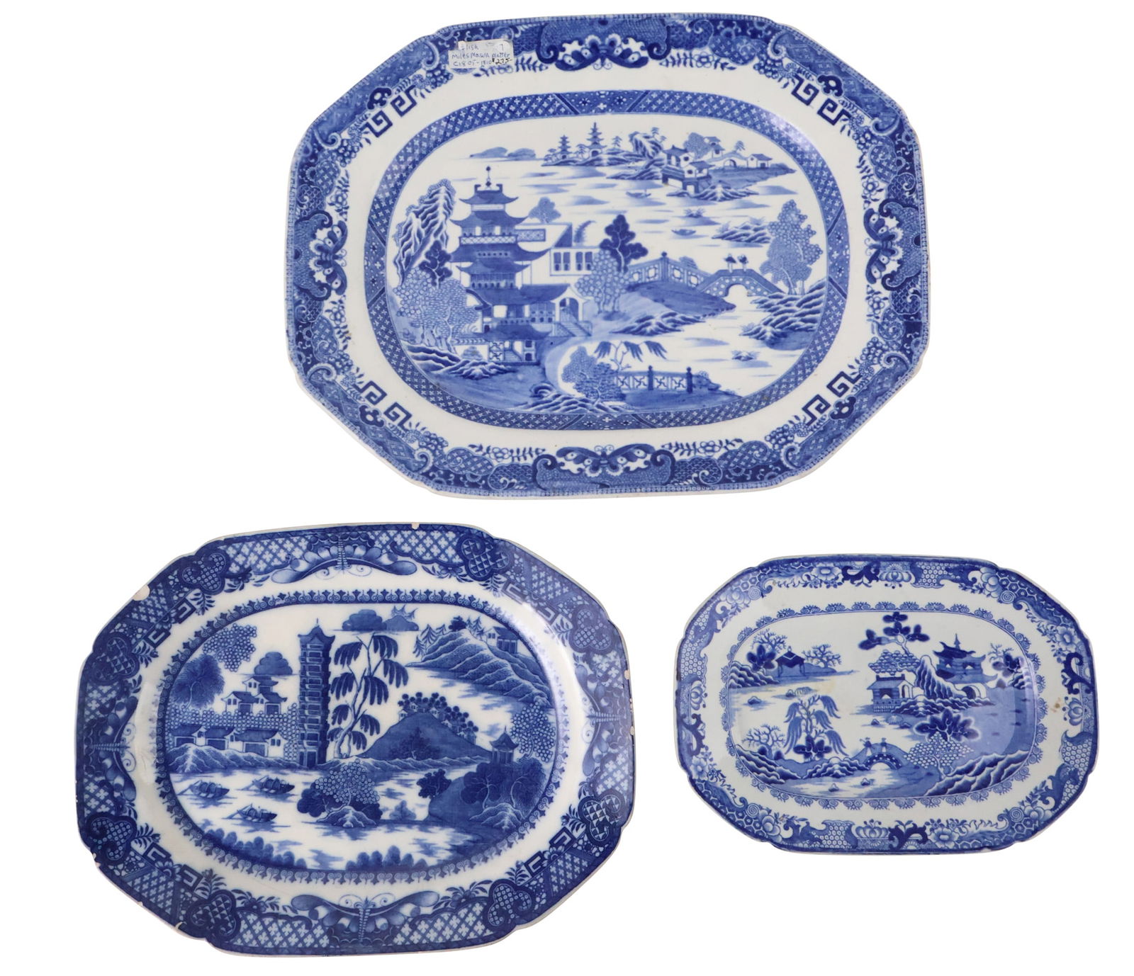 Three Blue and White Transferware Platters (1 of 14)