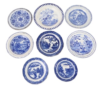 Five Pearlware Reticulated Plates