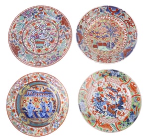 Four Chinese Export Polychrome Dishes