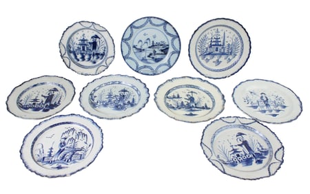 Nine Pearlware Feather Edge Plates
