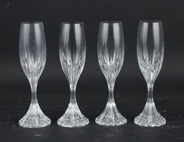 Four Baccarat Massena Crystal Flutes
