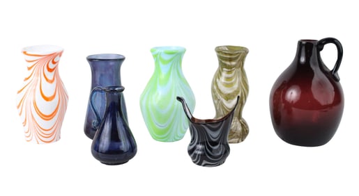 Seven Nailsea Art Glass Table Articles