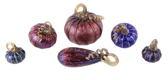 Six Art Glass Gourds