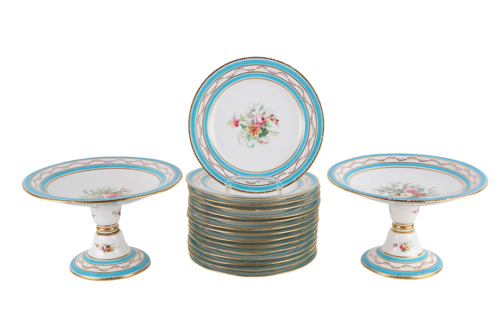 Parcel-Gilt and Floral Porcelain Dessert Service (1 of 12)