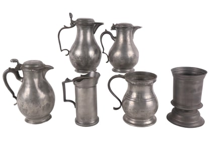 Six Pewter Table Articles