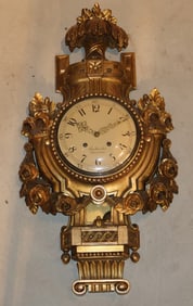 Swedish Neoclassical Giltwood Cartel Clock