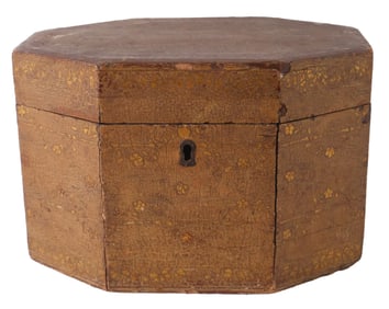 18th C. English Hand Painted Octagonal Tea Caddy