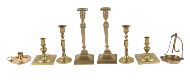 Miscellaneous Group of Brass Candlesticks
