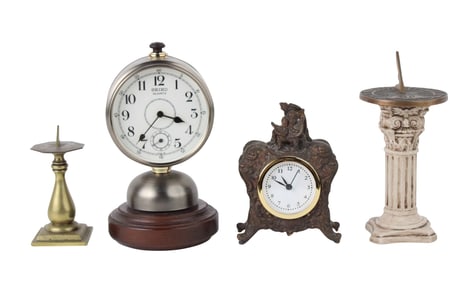 Patinated Metal Figural Carriage Clock