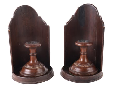 Pair of English Mahogany Turned Candlesticks
