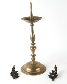 Pair of Bronze Birds Atop a Leafy Fan