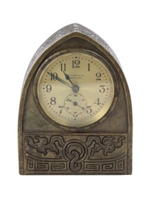 Tiffany & Co. Chinese Pattern Bronze Desk Clock
