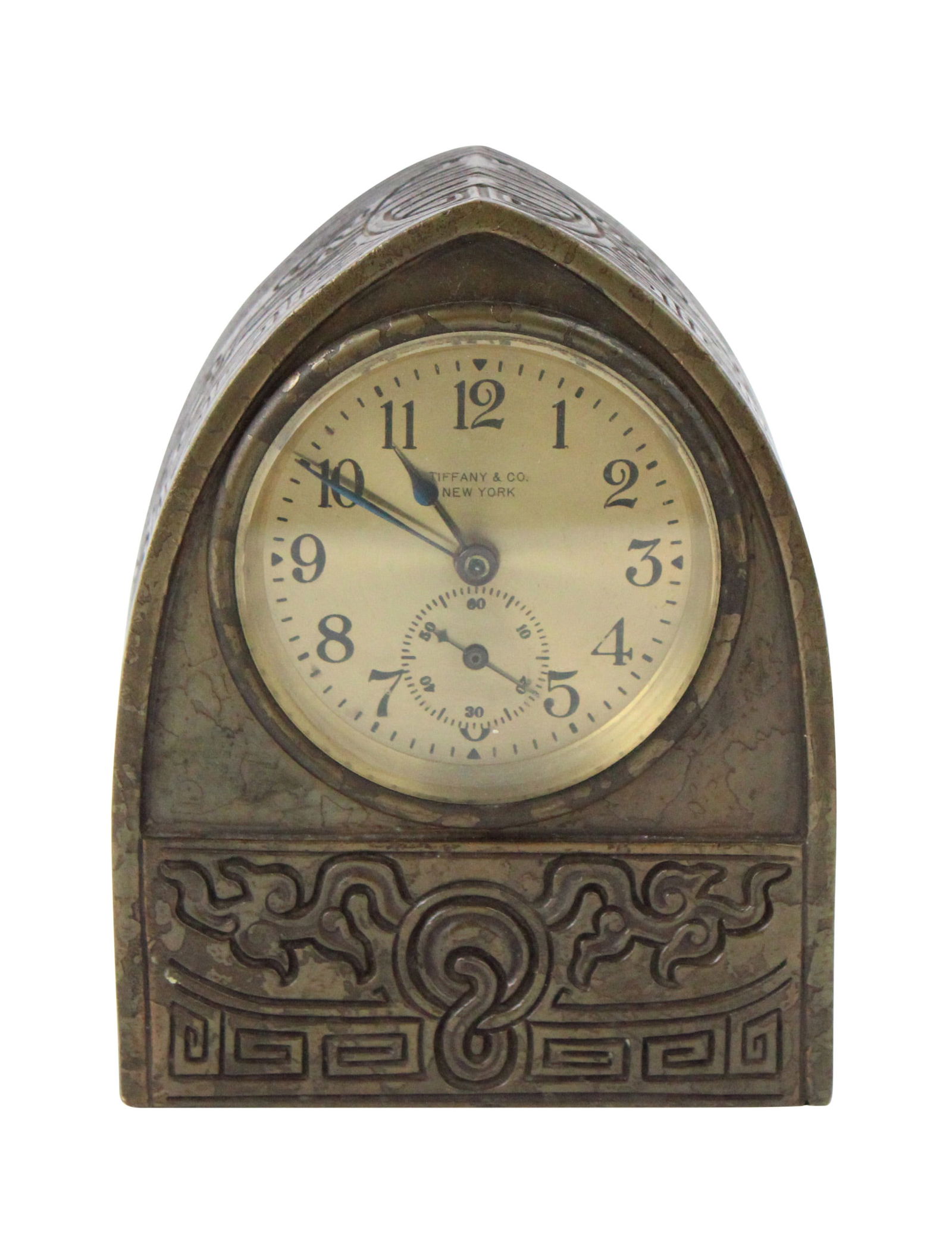 Tiffany & Co. Chinese Pattern Bronze Desk Clock (1 of 7)