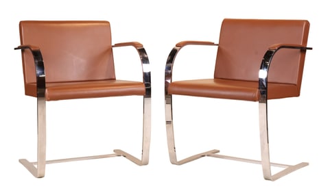 Pair of Mies Van Der Rohe Brno Lounge Chairs